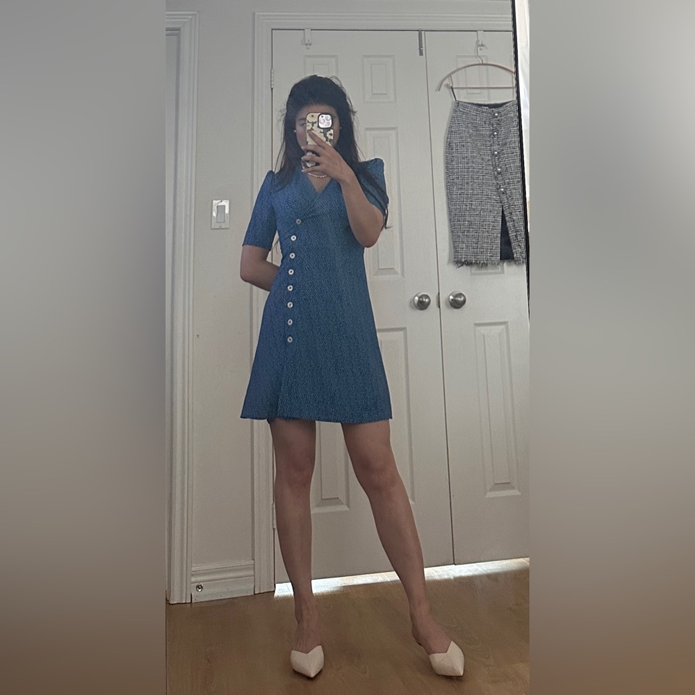 brand new Elegant Blue Button-Down Dress